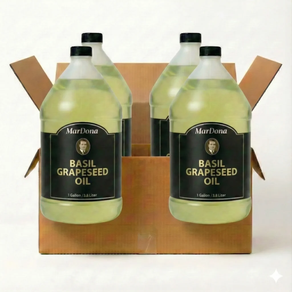 MarDona Basil Grapeseed Oil - 1 Gallon Jugs - Wholesale Case