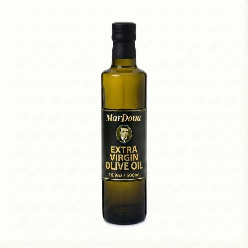 MarDona Extra Virgin Olive Oil, premium cold-pressed 16.9 oz (500ml) bottle.