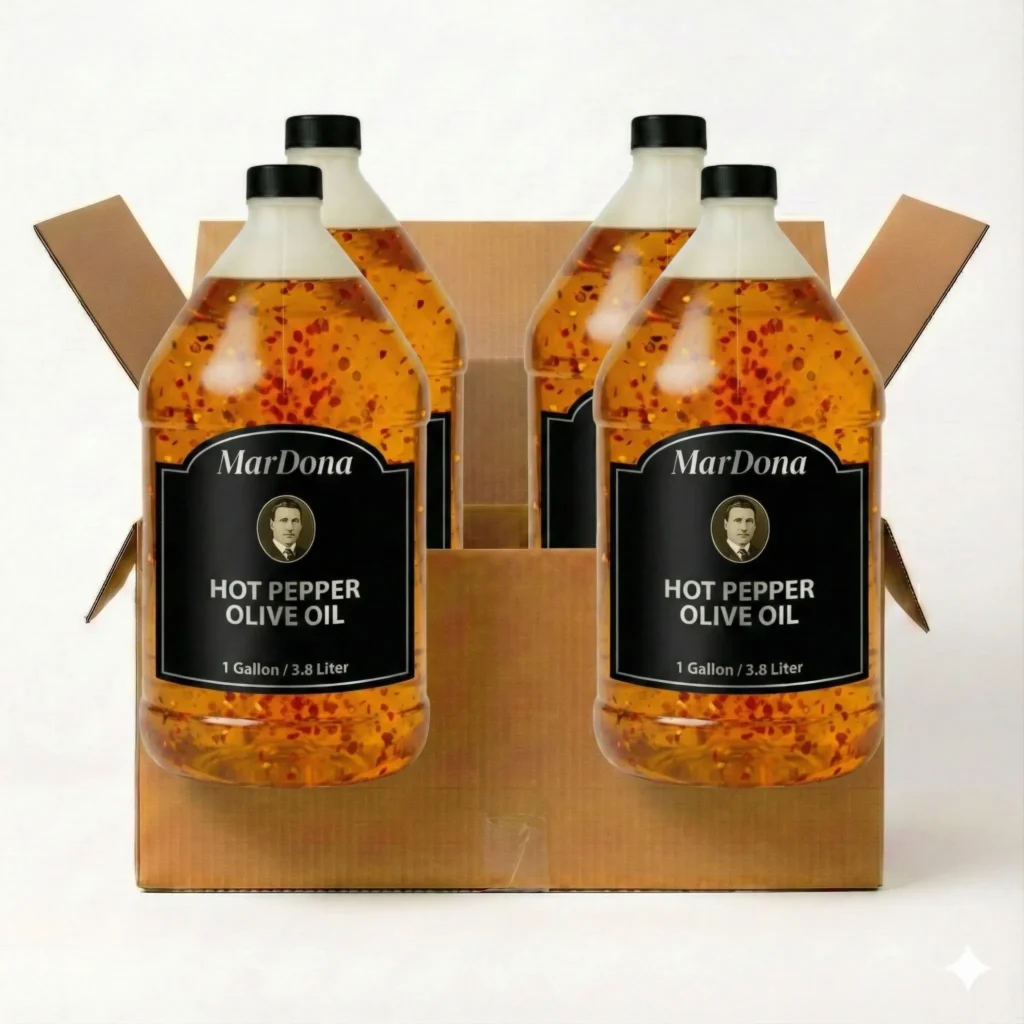 MarDona Hot Pepper Olive Oil - 1 Gallon - Case of Four