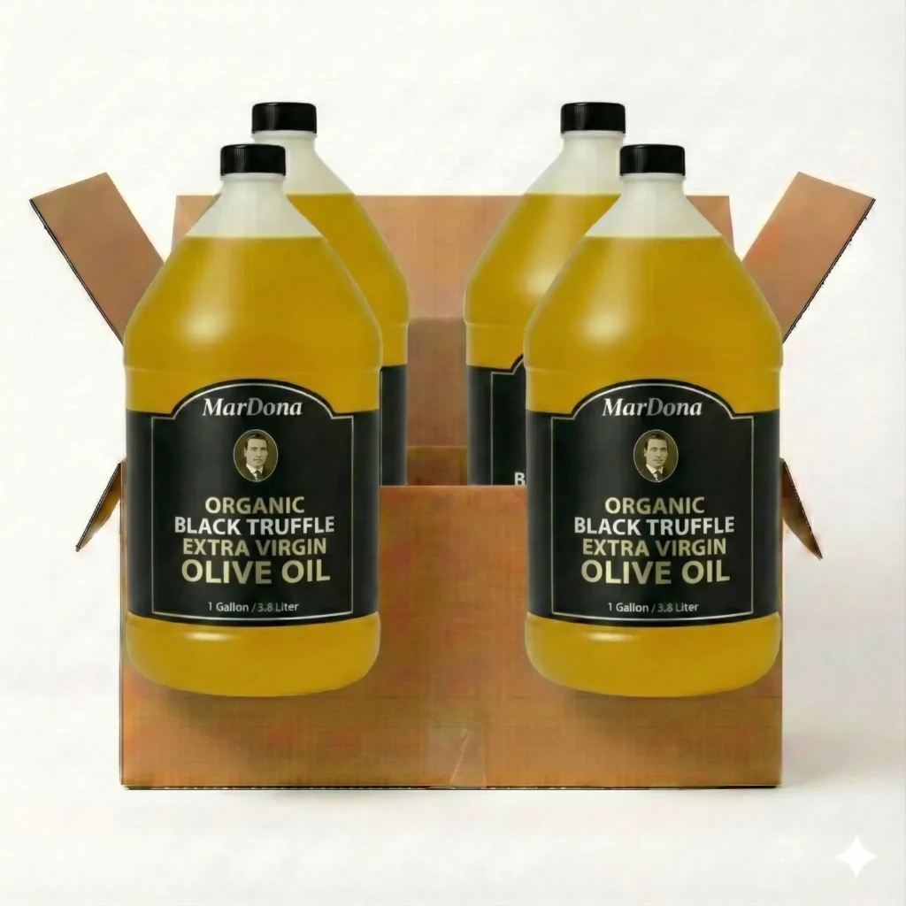 MarDona Organic Black Truffle Extra Virgin Olive Oil - 1 Gallon Jugs - Wholesale Cases of Four