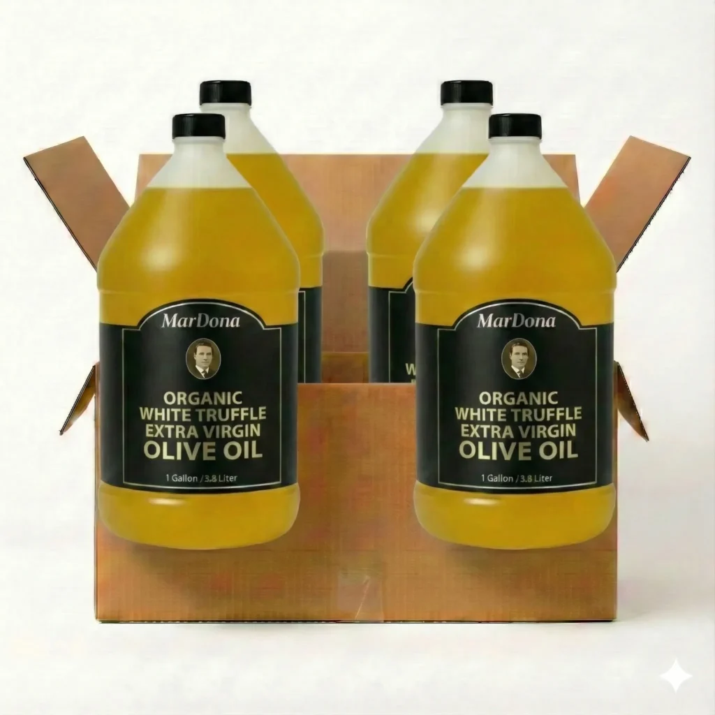 MarDona Organic White Truffle Extra Virgin Olive Oil - 1 Gallon Jugs - Wholesale Cases of Four